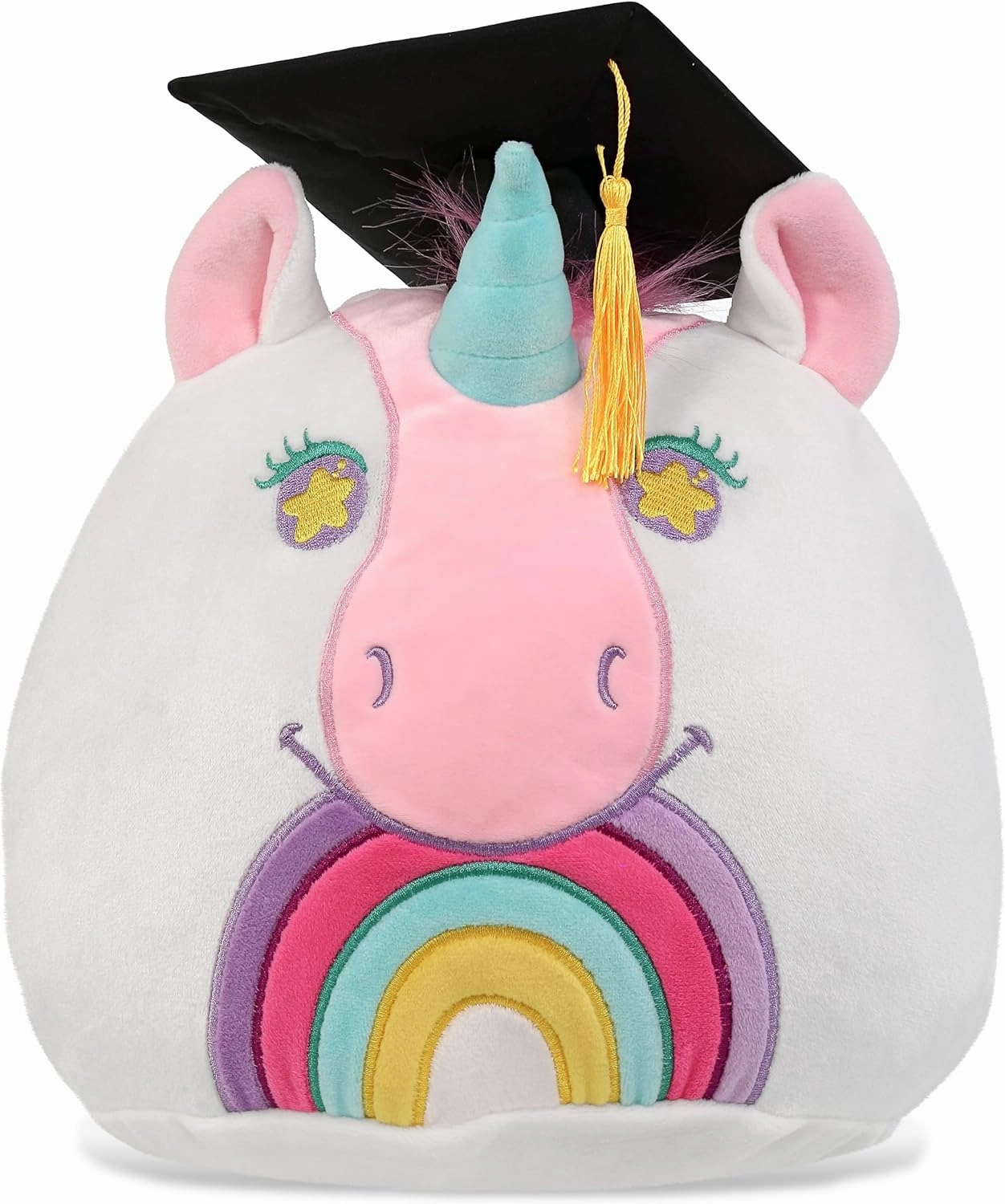 DolliBu Unicorn Graduation Plush Toy - Snug-Mooshies Unicorn Graduation Stuffed Animal Dress Up with Graduation Cap with Tassel - Reward Celebration Grad Gift - 10 Inch