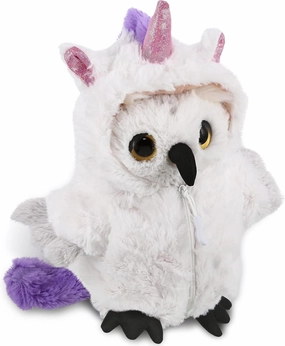 DolliBu White Owl Unicorn Plush Stuffed Animal Toy - Super Soft Owlcorn Dress Up with Removable Plush Unicorn Outfit, Cute Fantasy Bird Wildlife Gift - 8.5 Inches