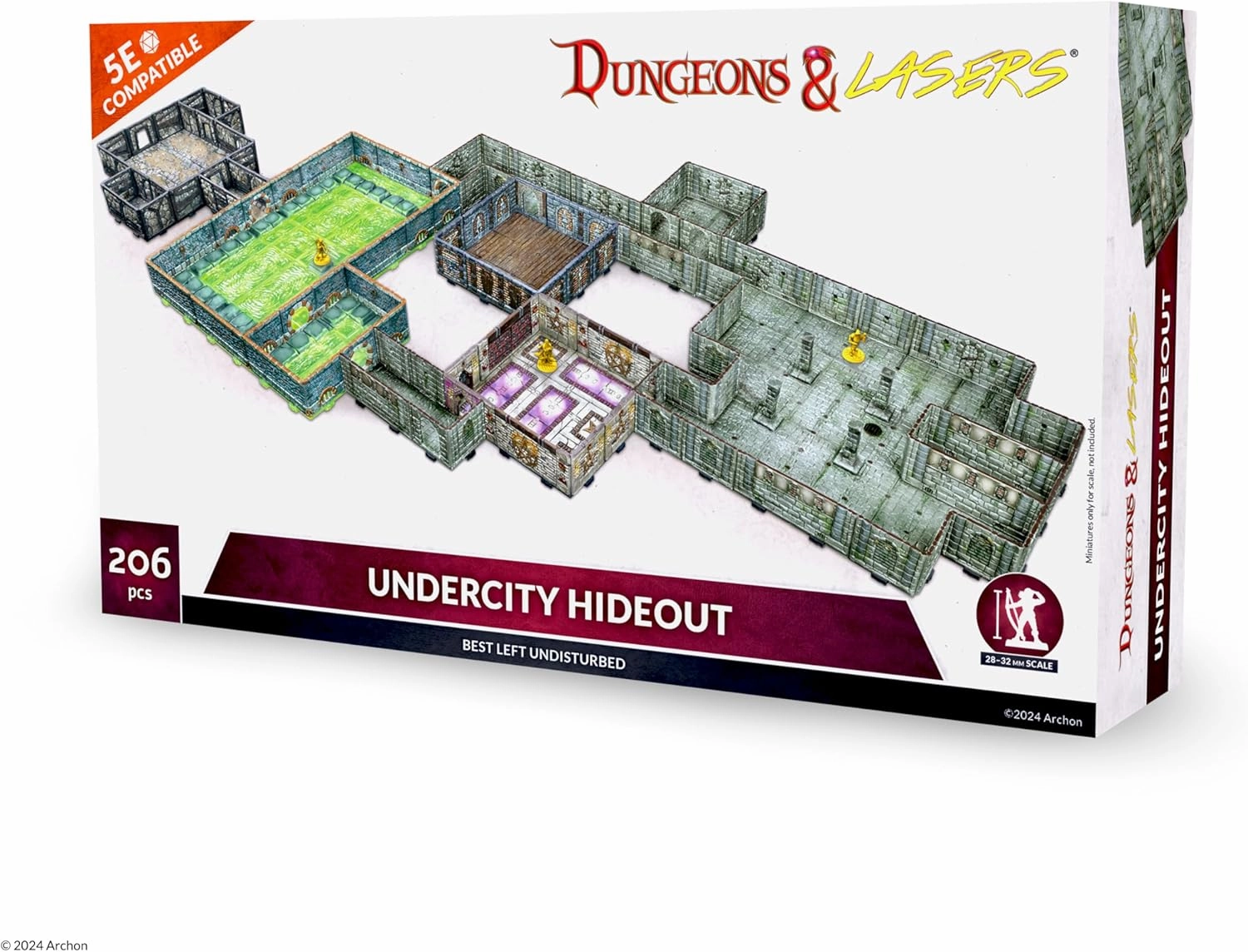 Dungeons & Lasers Undercity Hideout Terrain Set for DND and Tabletop RPG Games - 5E Compatible for 28mm - 32mm Scale Miniatures - Modular Design for Quick Assembly - Unpainted