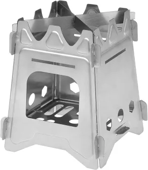 Durable Camping Stove Portable Folding Camping Wood Stove Lightweight Titanium Wood Burning Backpacking Stove Outdoor Camping Stove (Color : Silver, Size : One Size) (Silver One Size)