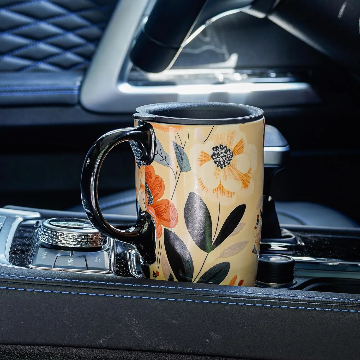 DUSVALLY Ceramic Coffee Cup Coffee Mug for Office and Home, Unique Painted with mug, Flower Mug,17oz.Large Cups,Flowers,Gifts for Mom