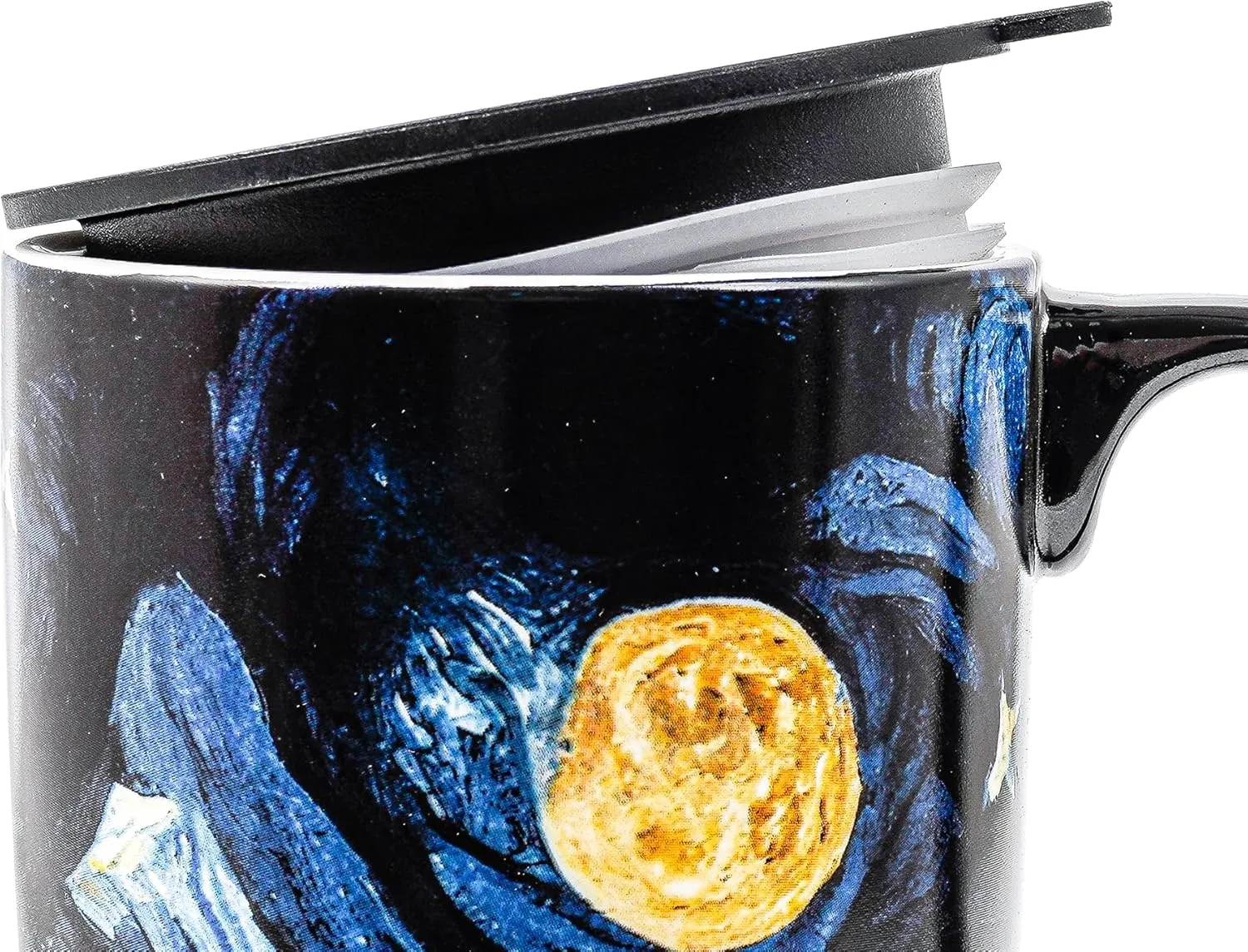 DUSVALLY Ceramic Coffee Cup Coffee Mug for Office and Home, Unique Painted with mug, Flower Mug,17oz.Large Cups,Moon Night,Gifts for Mom