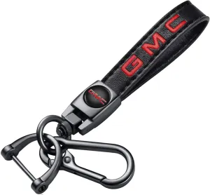 e Leather Car Keychain for GMC Sierra Denali Canyon Terrain Yukon Jimmy Acadia,Car Key Chain Ring Accessories for Men and Woean (Black)