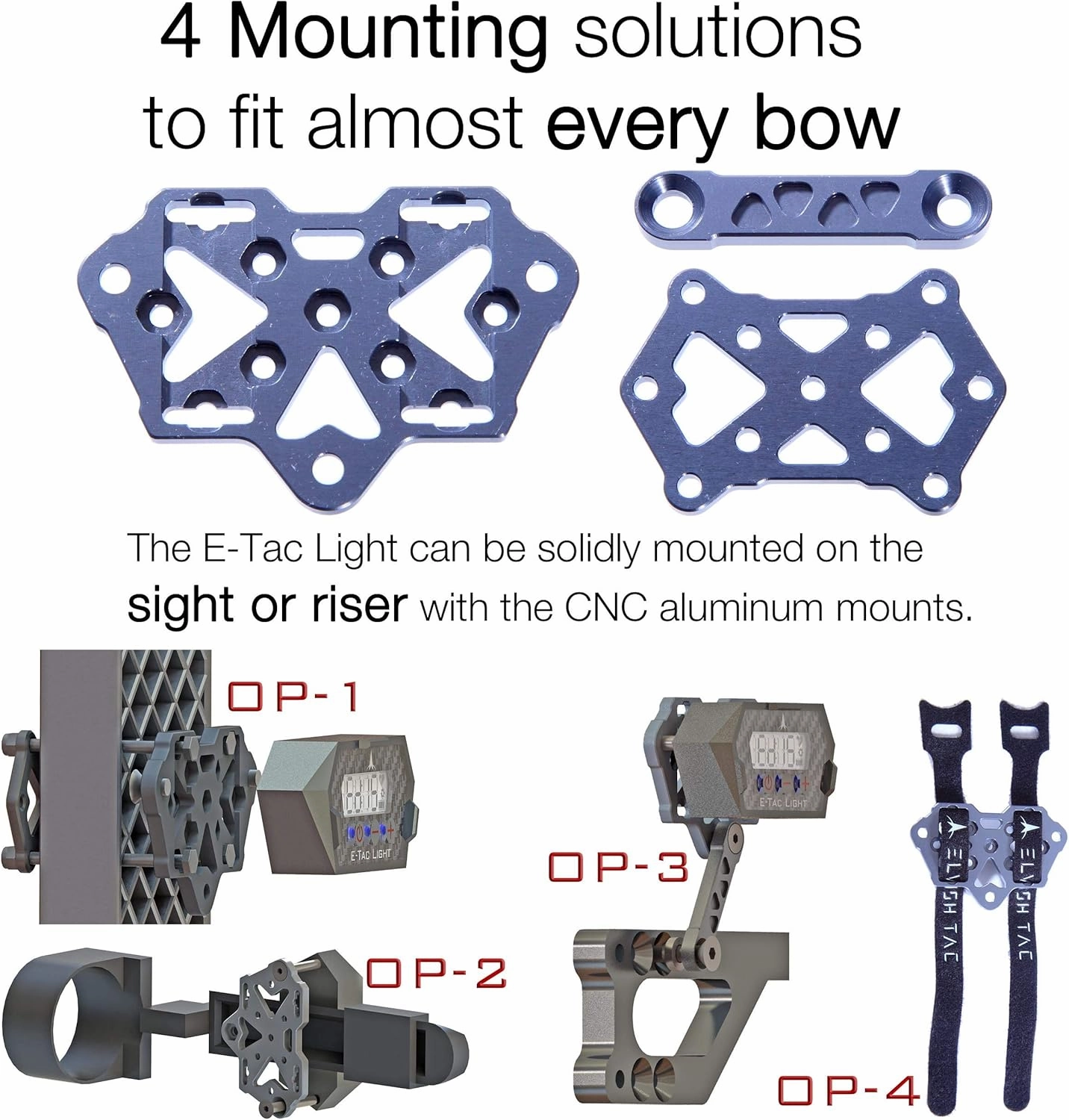 E-Tac Light Compound Bow Sight Light 1/4-28 & Rare Threads Rechargeable Li-ion Battery Sensor Auto On/Off Does NOT Come with All Adapters Which are Bad for You