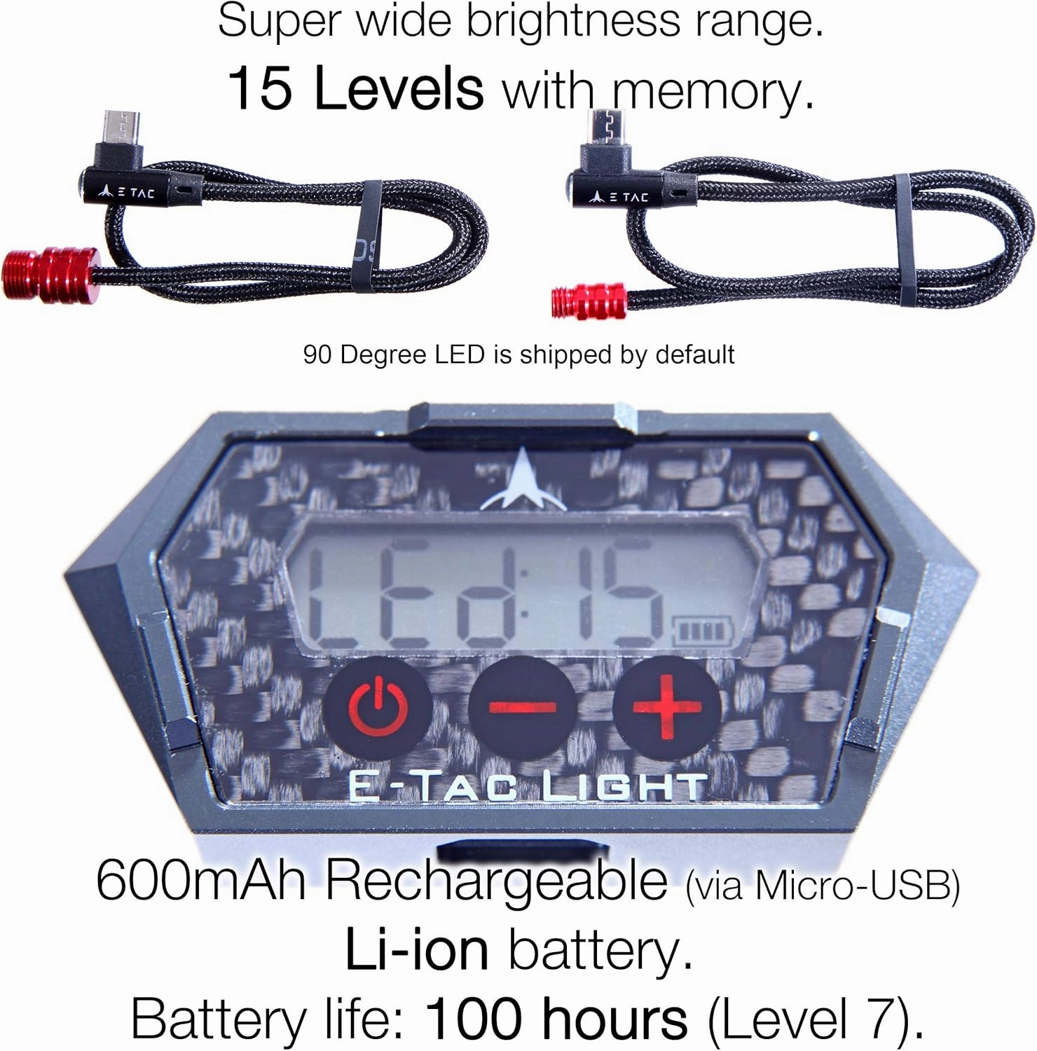 E-Tac Light Compound Bow Sight Light 1/4-28 & Rare Threads Rechargeable Li-ion Battery Sensor Auto On/Off Does NOT Come with All Adapters Which are Bad for You