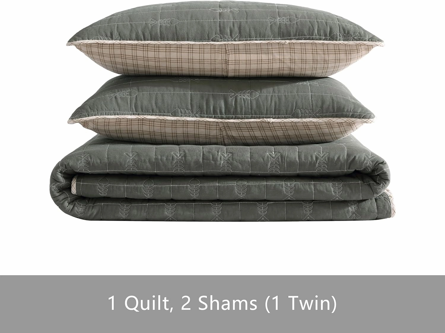 Eddie Bauer - King Quilt Set, Reversible Cotton Bedding with Matching Shams, Lightweight Home Decor for All Seasons (Troutdale Green, King)