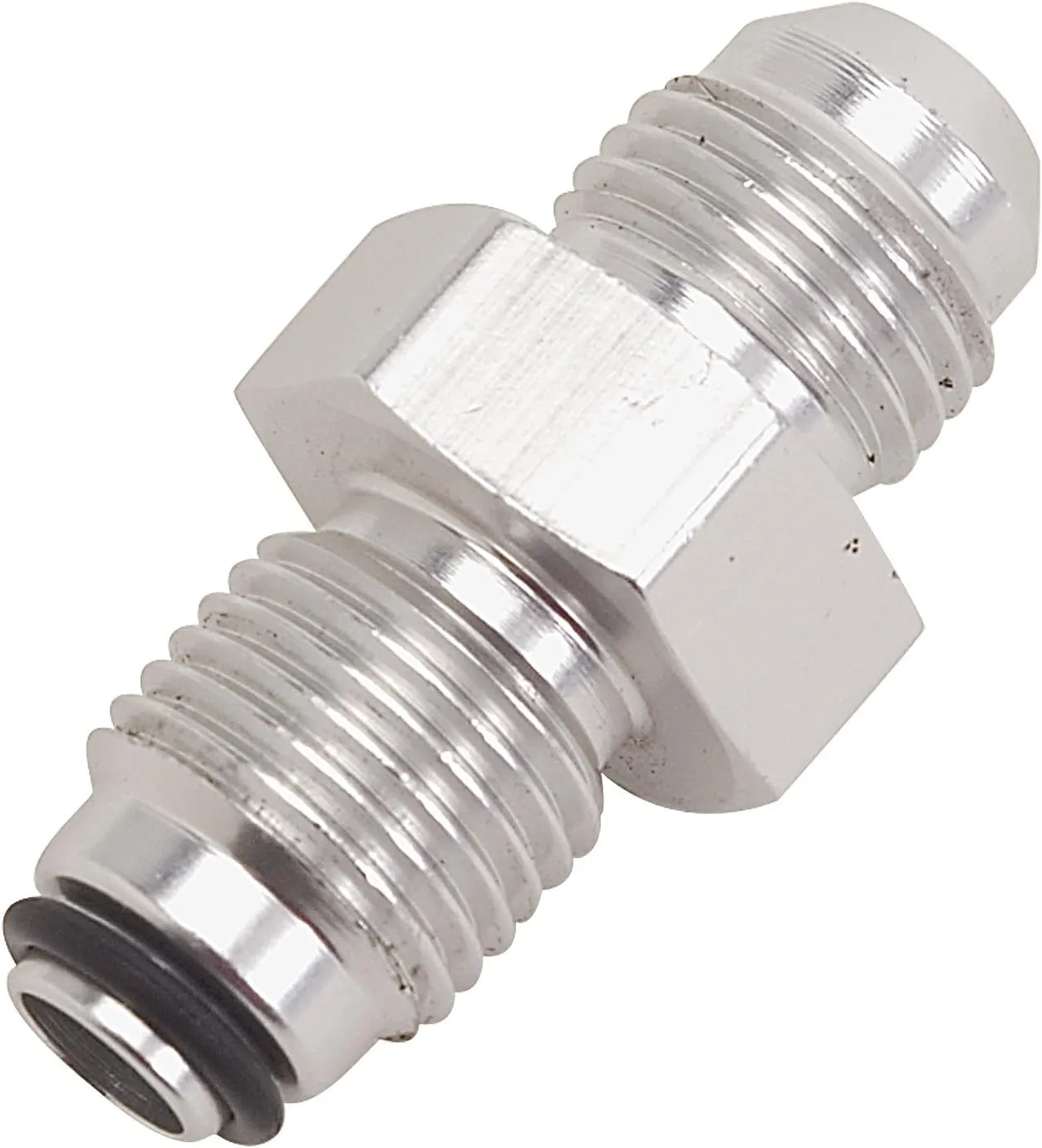 Edelbrock 648030 Power Steering Adapter 5/8-18 O-Ring To 6 An Male Clear Anodize