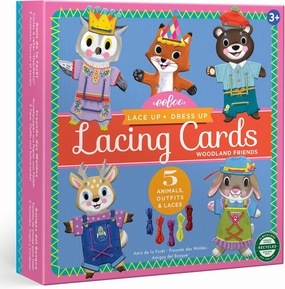eeBoo: Dress Up Lacing Cards: Woodland Friends - Set of 5 Characters Outfits & Laces, Create Combinations, Preschool Arts & Crafts, Kids Ages 3 