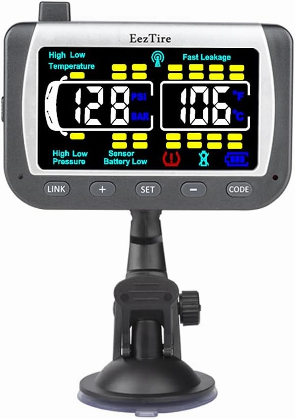 EEZ RV Products EEZTire - Real Time/24x7 Tire Pressure Monitoring System - Color Monitor   4 at Sensors   Free Booster System (TPMS4ATB)