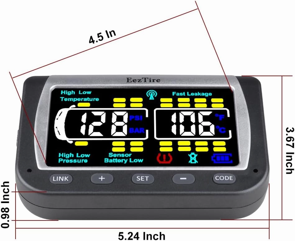 EEZ RV Products EEZTire - Real Time/24x7 Tire Pressure Monitoring System - Color Monitor   4 at Sensors   Free Booster System (TPMS4ATB)