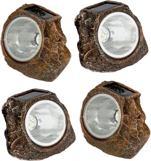 EiGreen 4 Pack Solar Garden Rock Lights Outdoor Decorative, 10 LED Waterproof Solar Pathway Lights,Solar Spot Lights Outdoor, for Ideal for Garden Walkway Pathway Patio