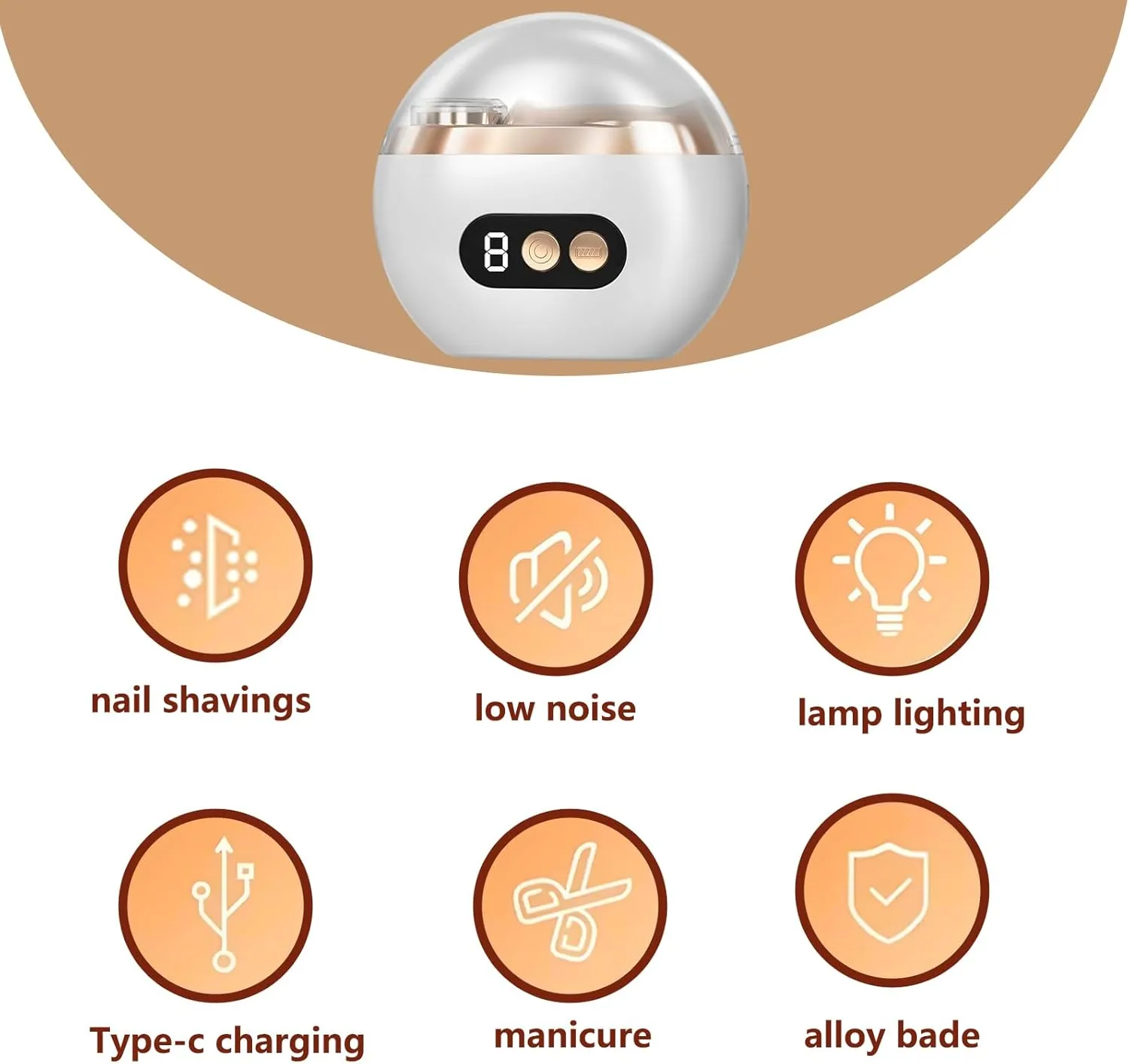 Electric Automatic Nail Clipper Trimmer,3-in-1 Rechargeable Fingernail Grinder Cutter with Polishing,Dust Storage,LED Light & 3 Speeds for Trimming & Polishing Nails (White)