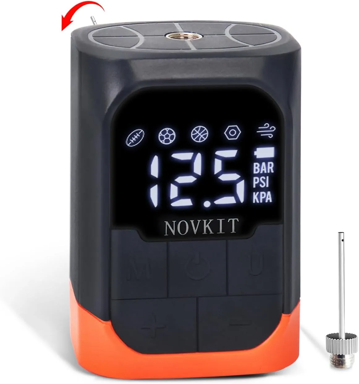 Electric Ball Pump Inflation(2-17PSI) & Deflation with Rechargeable 2600 mAh Battery and Rotatable and Removable Needle, Ball Air Pump with Precise Pressure Gauge for Basketball, Soccer, Football