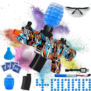 Electric Gel Ball Blaster, High Speed Automatic Splatter Ball Blaster with 40000  Water Beads and Goggles, JIFTOK Rechargeable Splatter Ball Toys for Outdoor Activities Shooting Game Party Favors-07