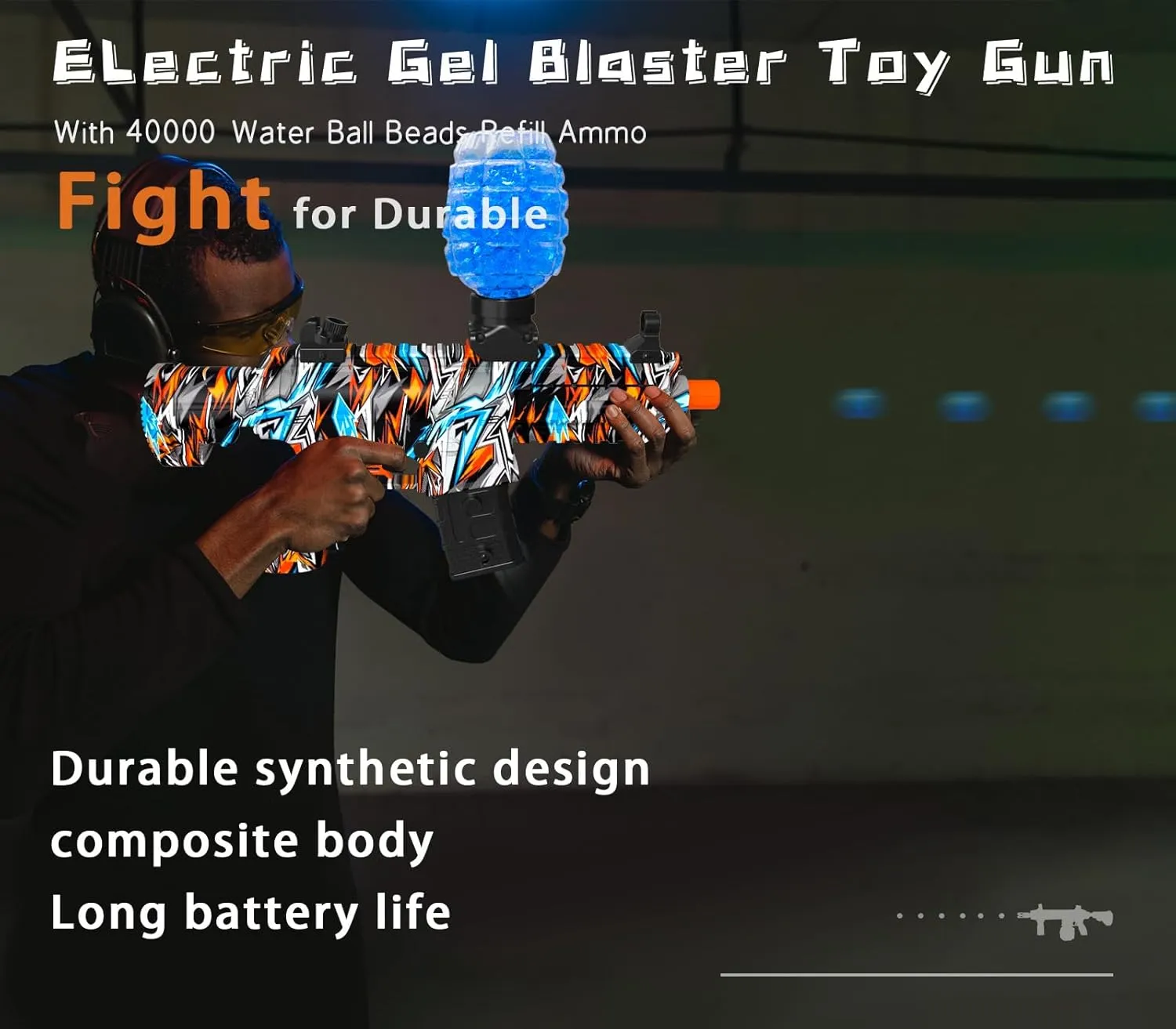 Electric Gel Ball Blaster, High Speed Automatic Splatter Ball Blaster with 40000  Water Beads and Goggles, JIFTOK Rechargeable Splatter Ball Toys for Outdoor Activities Shooting Game Party Favors-07