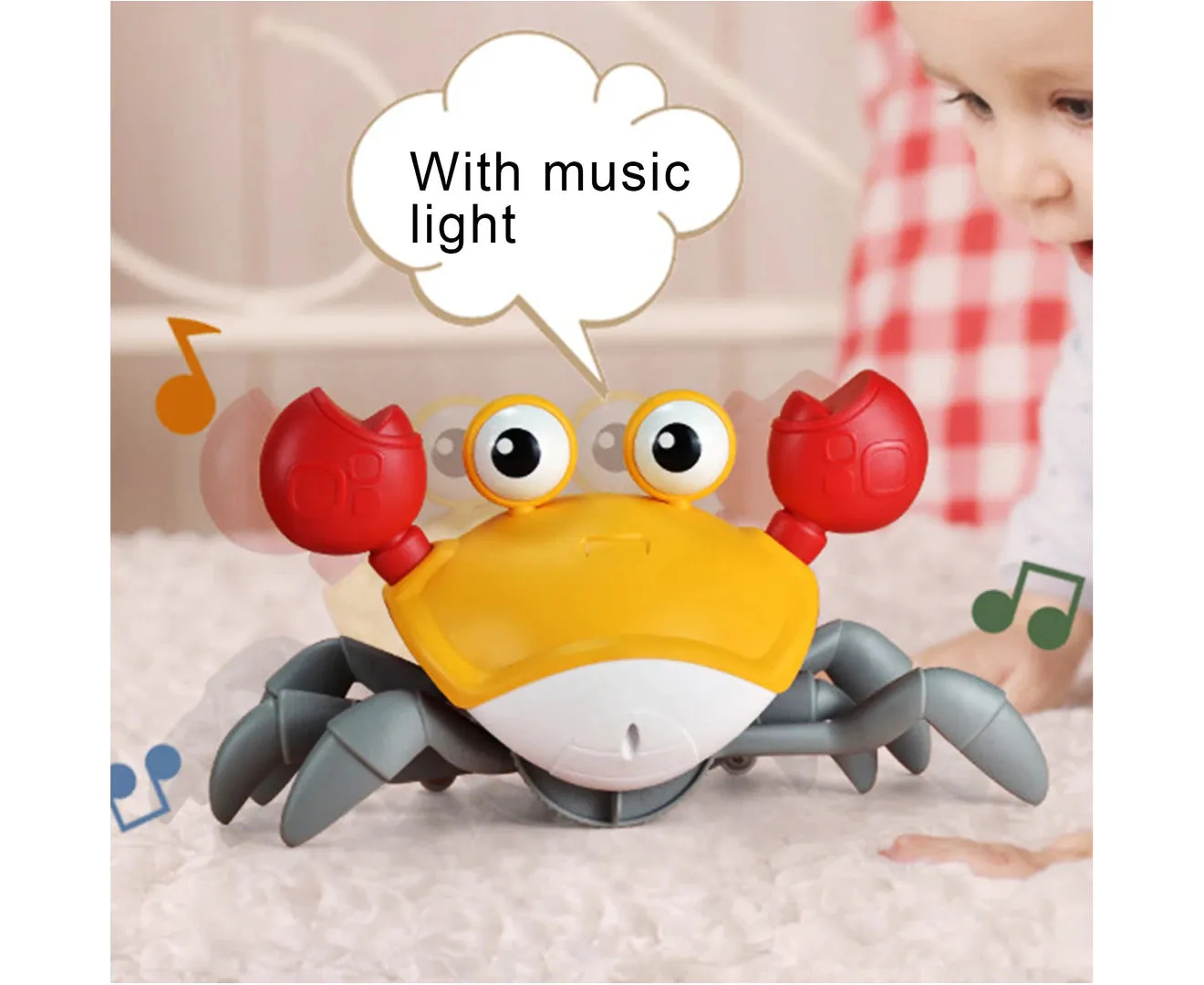 Electric Simulation Rechargeable Crab Children Educational Toy With Light Music - Blue