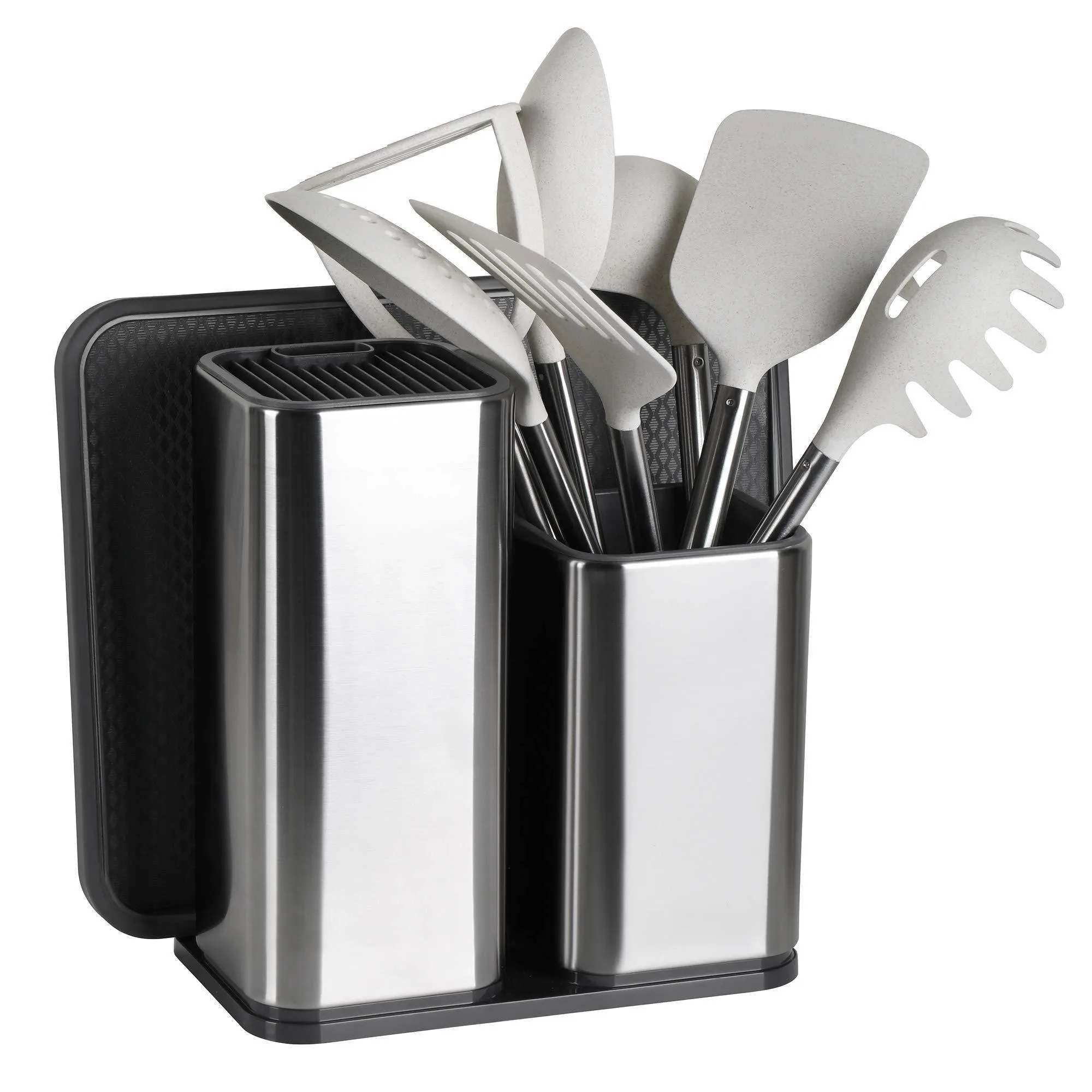 ELFRhino Utensils Holder With Cooking Utensils Set Knives Block Utensils Container Flatware Caddy Cookware Cutlery Multipurpose Kitchen Storage Crock Slotted Spoon Spatula Spaghetti Server Set of 10