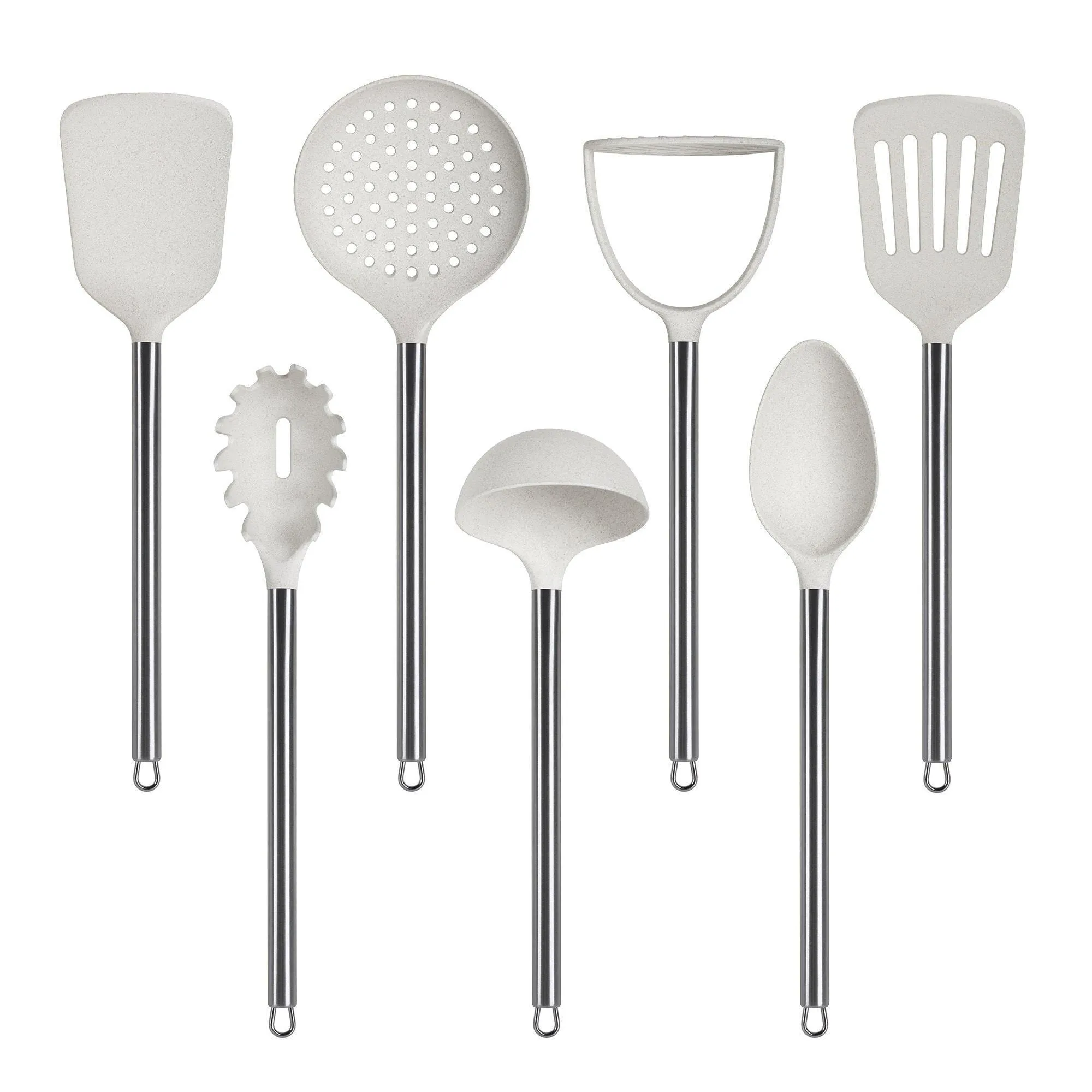 ELFRhino Utensils Holder With Cooking Utensils Set Knives Block Utensils Container Flatware Caddy Cookware Cutlery Multipurpose Kitchen Storage Crock Slotted Spoon Spatula Spaghetti Server Set of 10