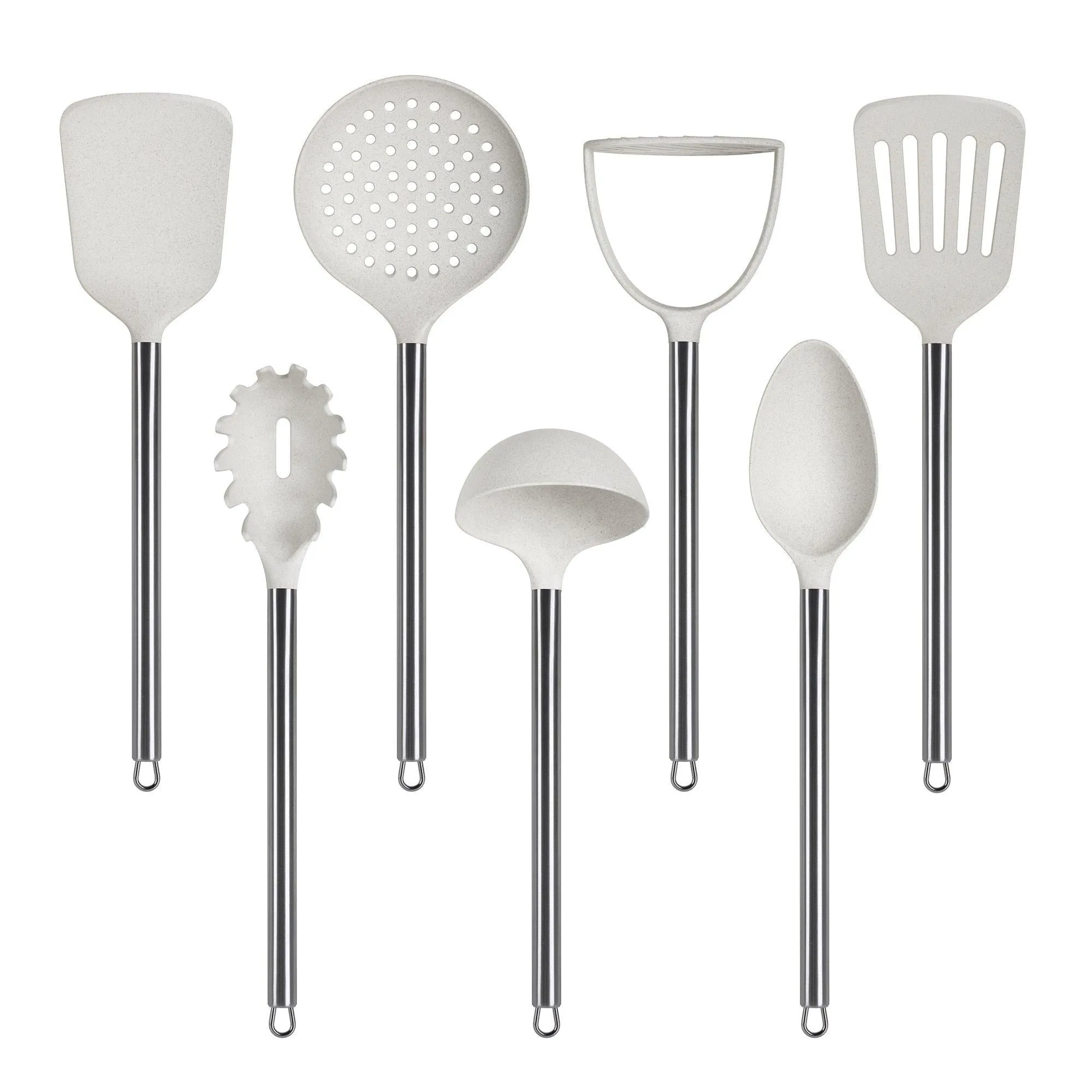 ELFRhino Utensils Holder With Cooking Utensils Set Knives Block Utensils Container Flatware Caddy Cookware Cutlery Multipurpose Kitchen Storage Crock Slotted Spoon Spatula Spaghetti Server Set of 10