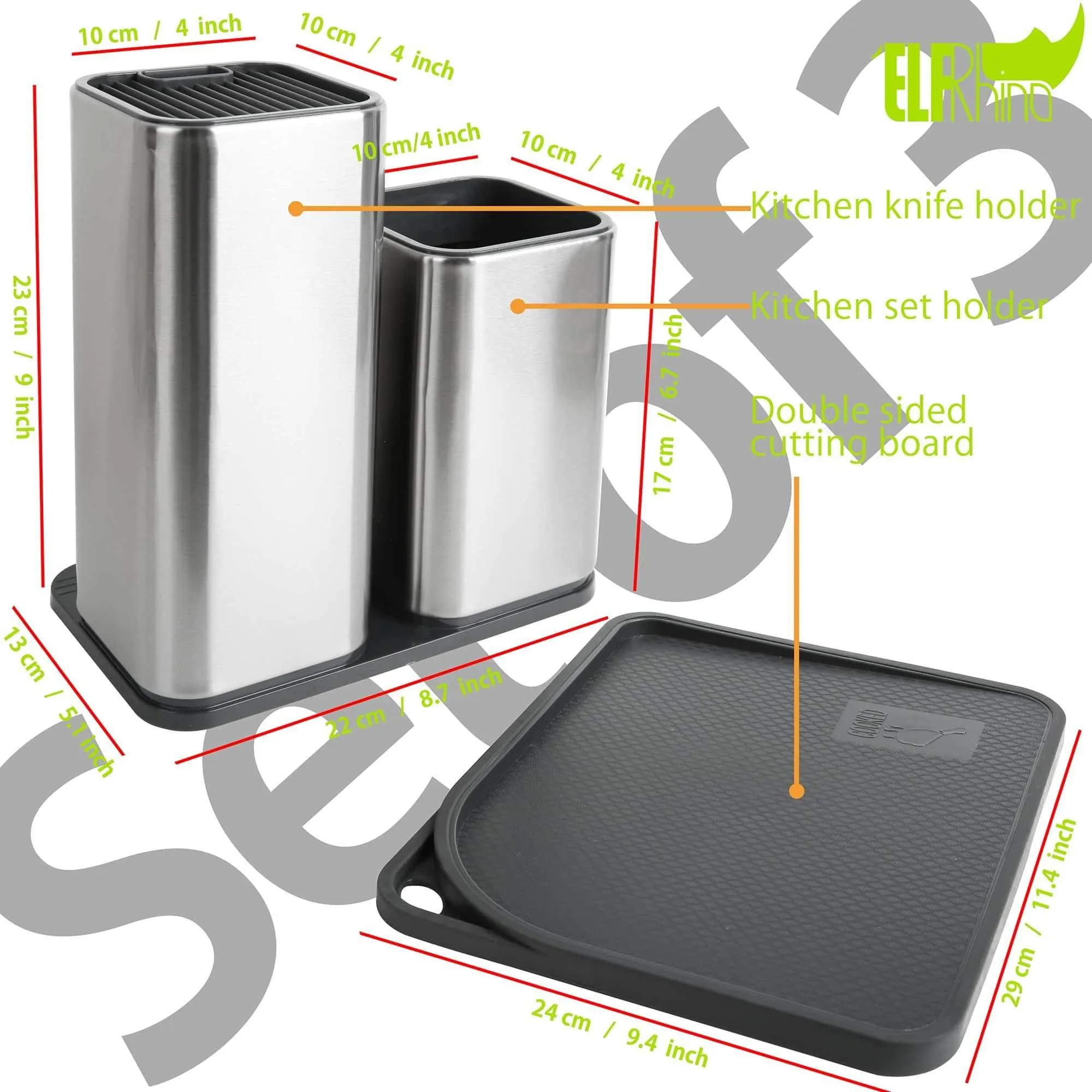 ELFRhino Utensils Holder With Cooking Utensils Set Knives Block Utensils Container Flatware Caddy Cookware Cutlery Multipurpose Kitchen Storage Crock Slotted Spoon Spatula Spaghetti Server Set of 10