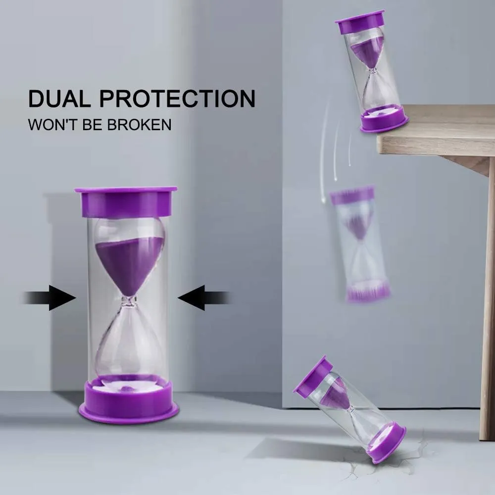 EMDMAK Sand Timer - Acrylic Hourglass Timer in Colorful Designs - 1/2/3/5/10/15 Min Sand Clocks for Games, Classroom, Home, Office (Pack of 6)