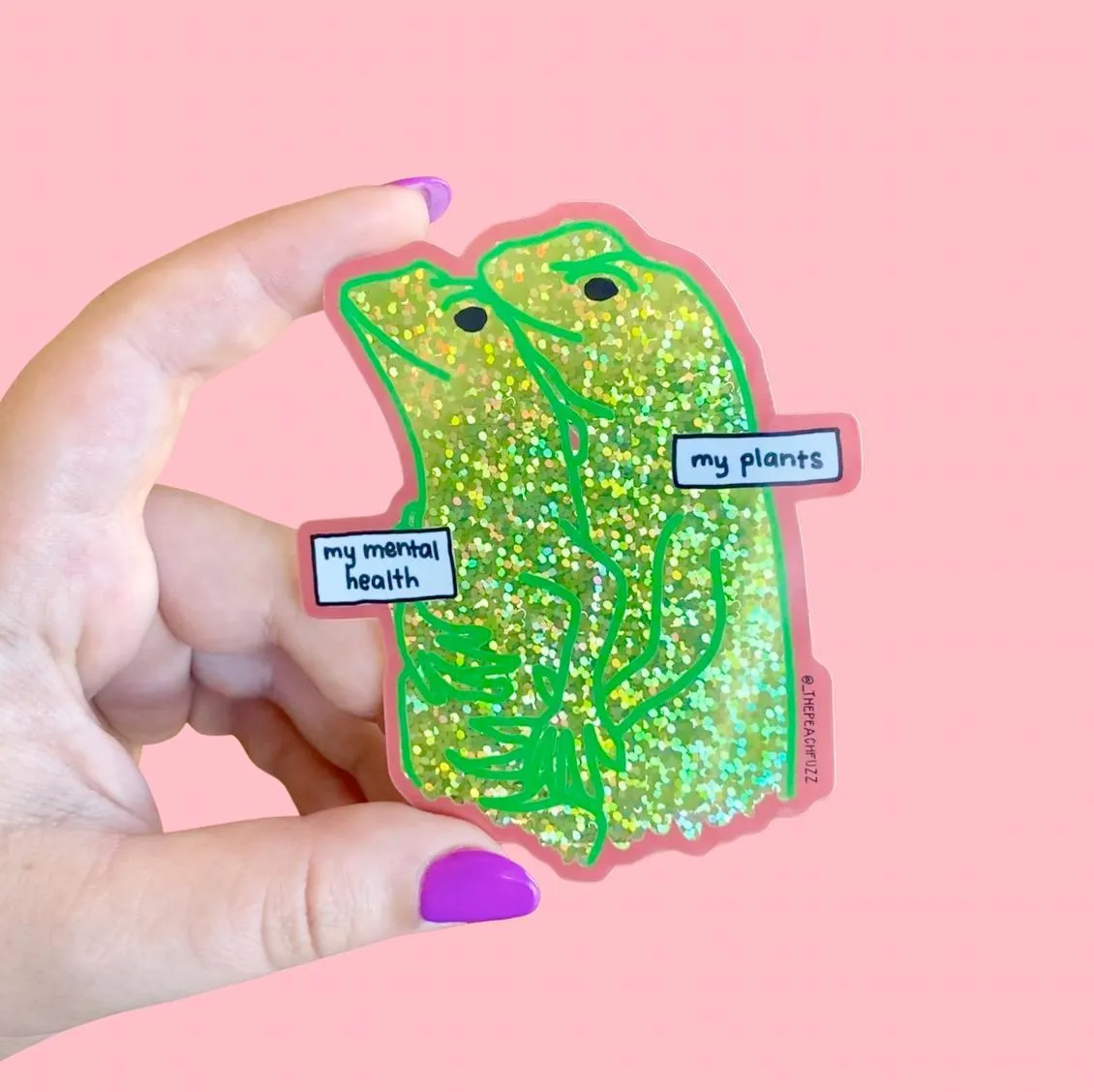 Emotional Support Lizards Glitter Sticker