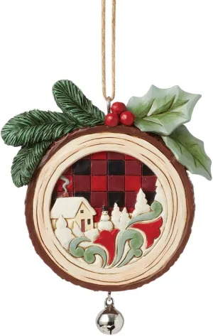 Enesco Jim Shore Heartwood Creek Highland Glen Tree Ring Winter Scene Hanging Ornament, 4.53 Inch, Multicolor