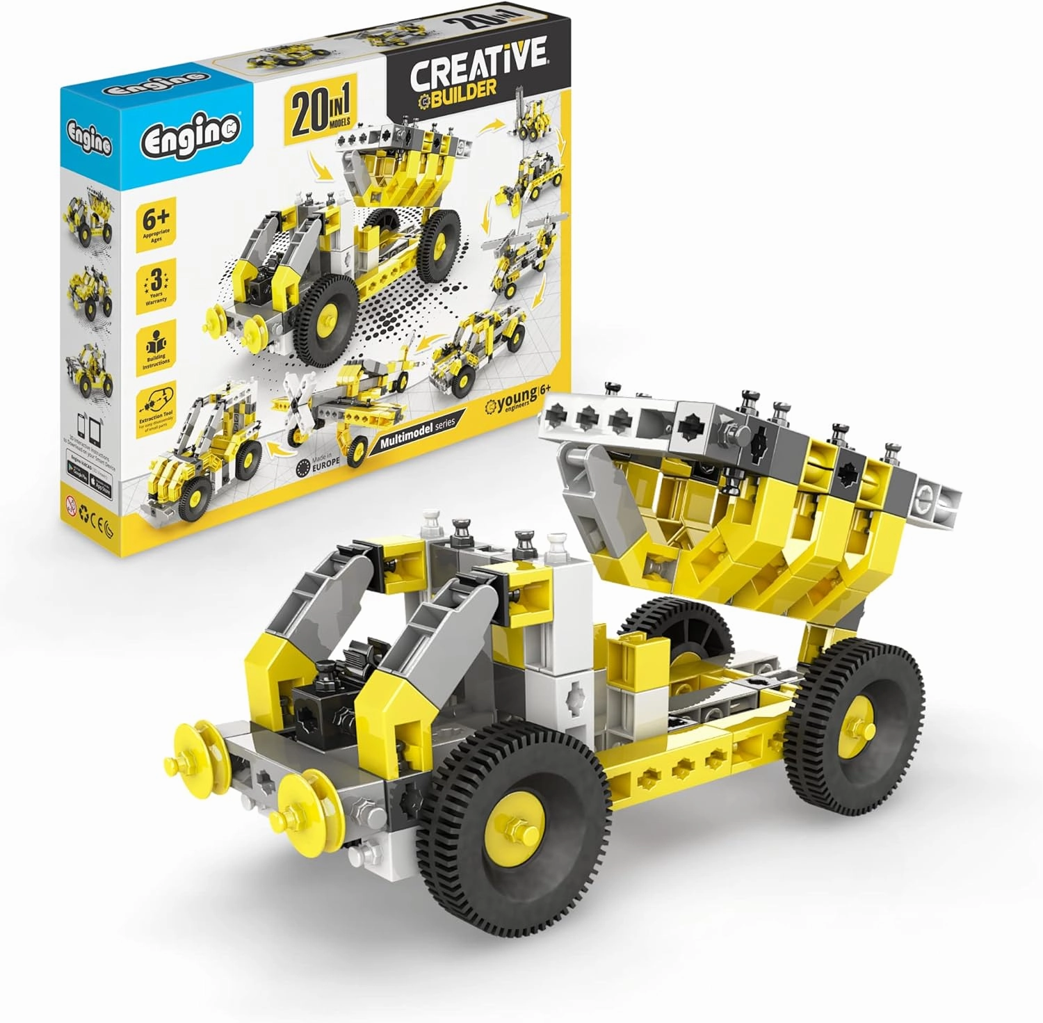 Engino: Creative Builder - 20-in-1 Multimodel Series, Toy Vehicles Brick Set, Snap Assembly Construction, Young Engineer & Mechanic STEM Kit, Kids 6 
