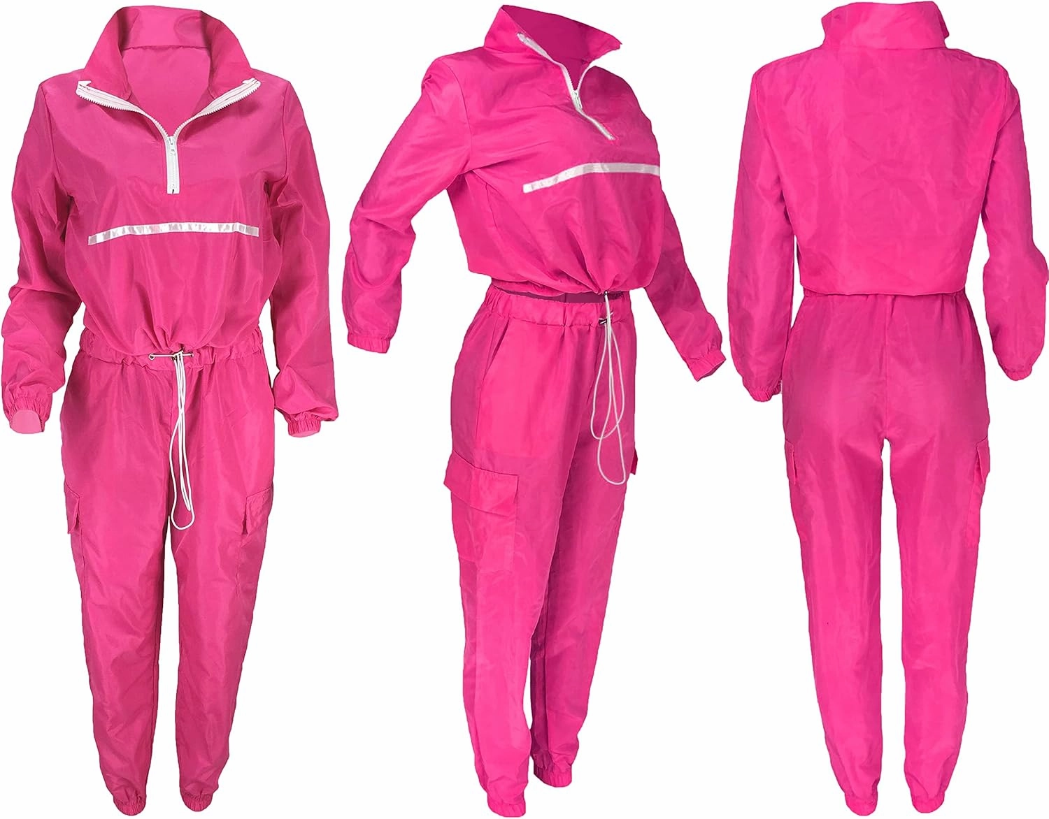 EOSIEDUR Women 2 Piece Outfits Tracksuit Jumpsuits Lightweight Windbreaker Pullover Jacket Crop Top Pants Set
