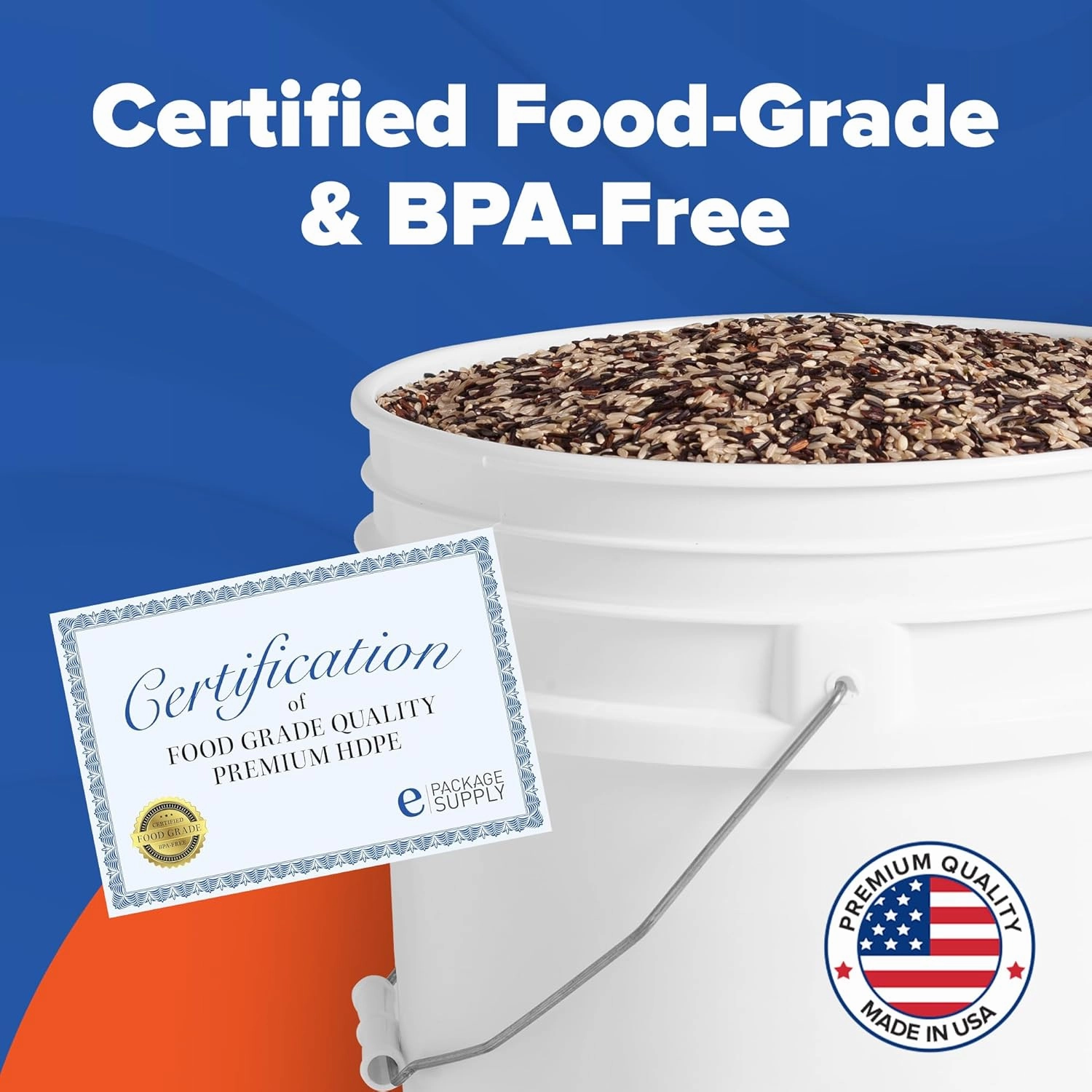 ePackageSupply 5 Gallon White Bucket with Green Gamma Seal Screw on Airtight Lid | Made in USA | Food Grade | Heavy-Duty HPDE Plastic | Durable 90 Mil Pail | Easy Stack and Store | BPA Free (3 Count)