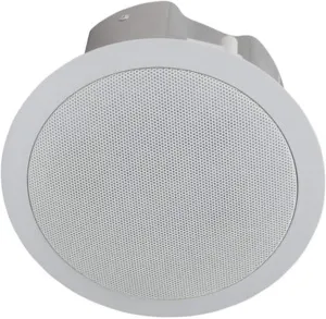 ES-4T 4-Inch Dual Cone Ceiling Speaker with Transformer, Grille, Enclosure, Mounting Ring/Rails; Driver with High-Frequency Whizzer Cone; 16 W Transformer with Bypass