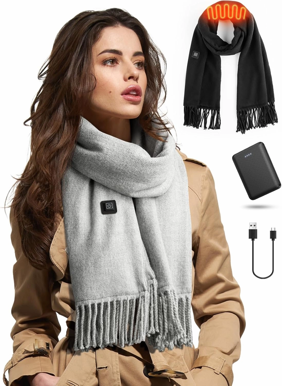 Eventek Heated Scarf for Men/Women with 5500mAh Battery, 3 Temperature Settings Battery Operated Heater for Winter