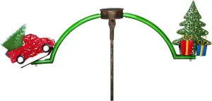 Evergreen Garden Beautiful Decorative Red Truck and Tree Chasing White Light Solar Balancer Garden Stake - 27 x 3 x 35 Inches Fade and Weather Resistant Indoor/Outdoor Decoration
