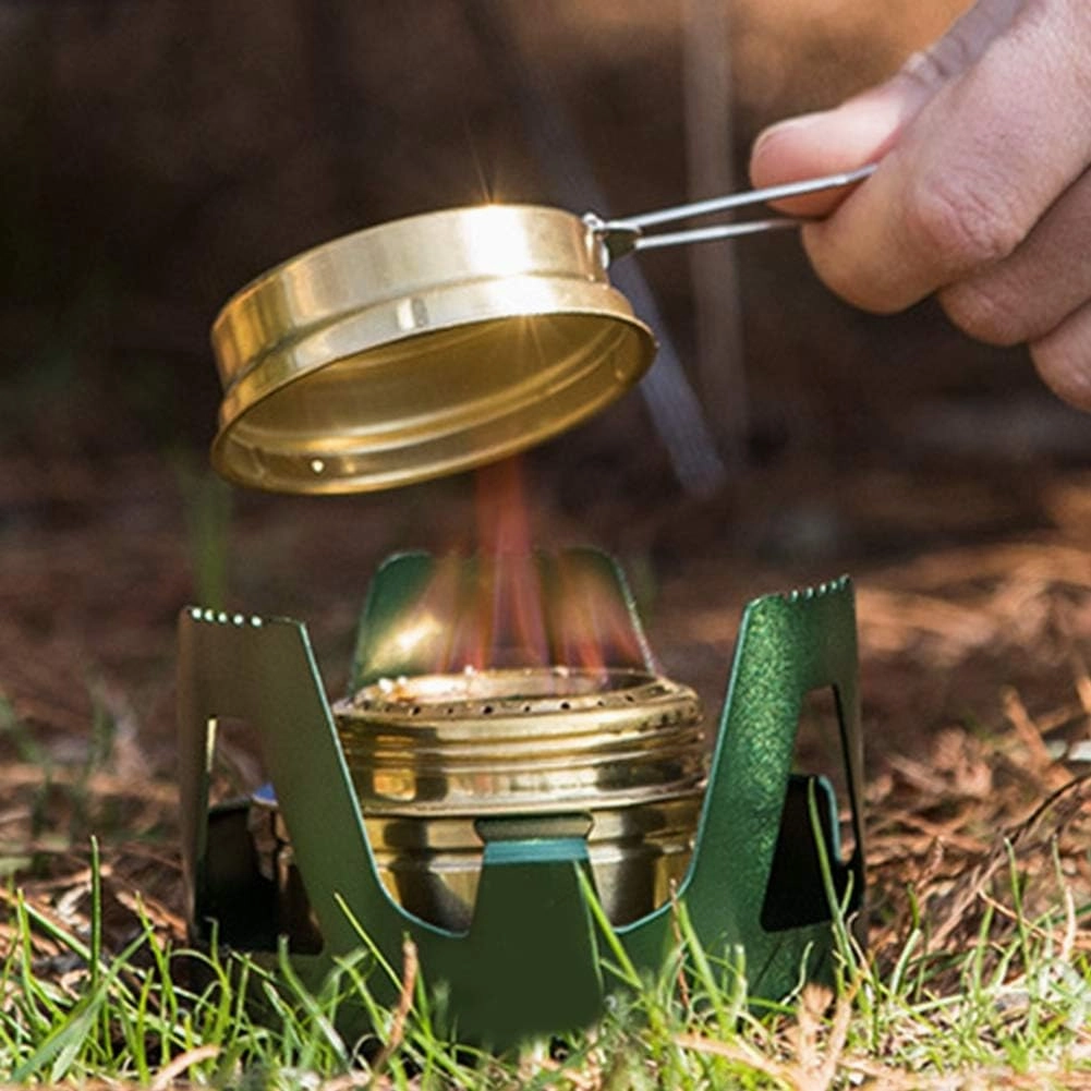 EVGATSAUTO Portable Alcohol Stove, Adjust Flame Lightweight Portable Alcohol Stove Burner, Efficient Design with Velvet Bag, Compact and Lightweight, Burner for Camping, (Green)
