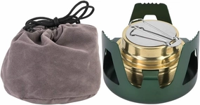 EVGATSAUTO Portable Alcohol Stove, Adjust Flame Lightweight Portable Alcohol Stove Burner, Efficient Design with Velvet Bag, Compact and Lightweight, Burner for Camping, (Green)