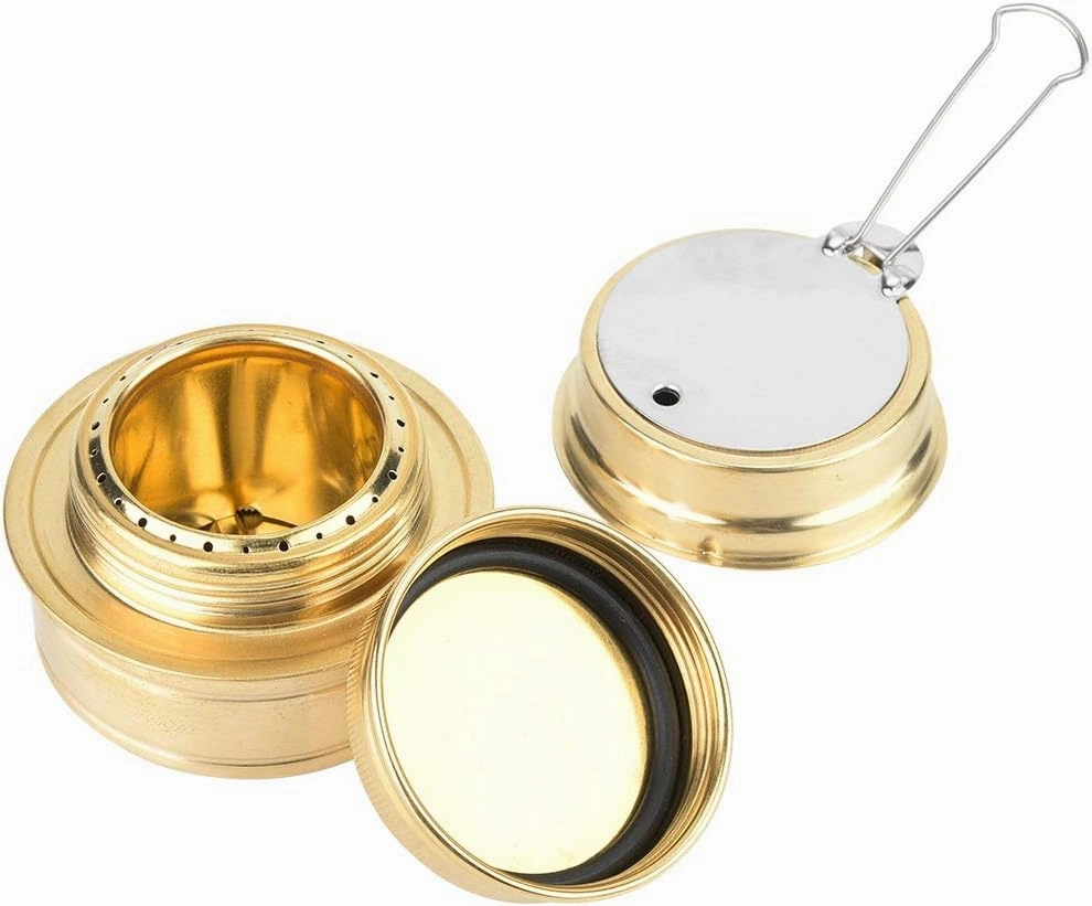 EVGATSAUTO Portable Alcohol Stove, Adjust Flame Lightweight Portable Alcohol Stove Burner, Efficient Design with Velvet Bag, Compact and Lightweight, Burner for Camping, (Green)