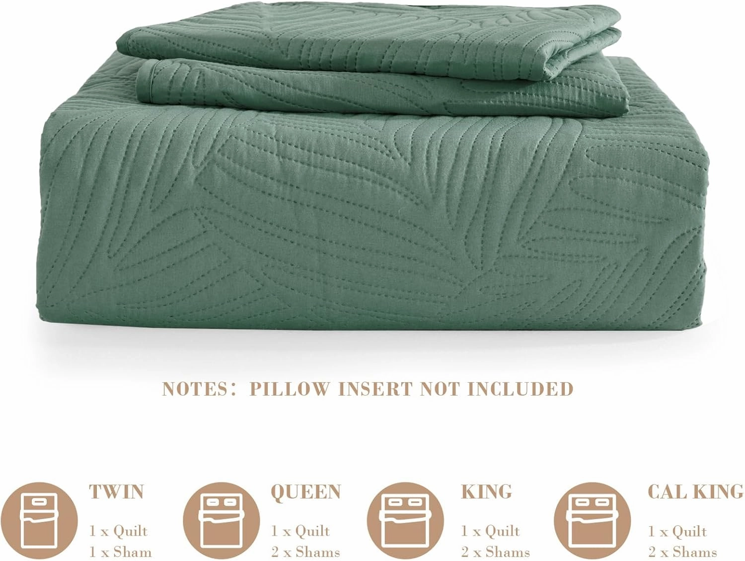 Exclusivo Mezcla Queen Quilt Bedding Set, Lightweight Green Quilts Queen Full Size for All Seasons, Soft Microfiber Bedspreads Coverlets Bed Cover with Leaf Pattern, 3 Piece
