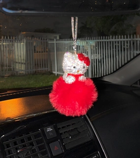 Extra Bling Kitty Rearview Accessory Shiny Rhinestone Especially Bling Universal Diamond Red