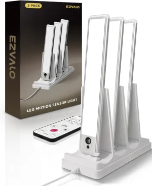 EZVALO Under Cabinet Lighting with Charging Station, Rechargeable Motion Sensor Light Indoor, Dimmable Closet Lights Wireless, 5700K, Motion Activated Under Counter Lights for Kitchen,Pantry(3 Pcs)