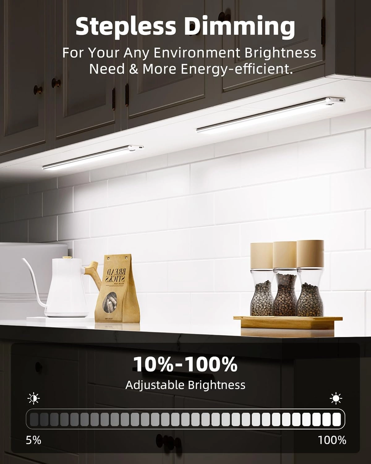 EZVALO Under Cabinet Lights, 66 LEDs Motion Sensor Light Indoor Dimmable, 4000mAh Rechargeable Closet Lights 5700K with Remote Control, Wireless Under Counter Light for Kitchen,Cabinet,Bedroom (2Pcs)
