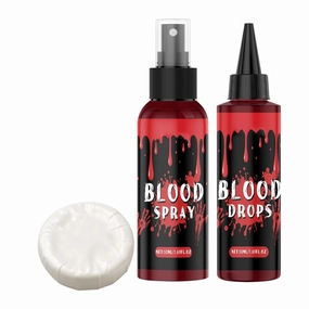 Fake Blood,Fake Blood Set - Face Paint Spray Drops Cleaning Soap for Women Men Vampire Zombie Cosplay Dress up Masquerade Props