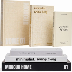 Fake Books for Decoration Set of 3 Coffee Table Books Neutral Beige Home Decor Black & White Coffee Table Removable Covers with Real Blank Pages Modern Aesthetic (Original Small) (Original)