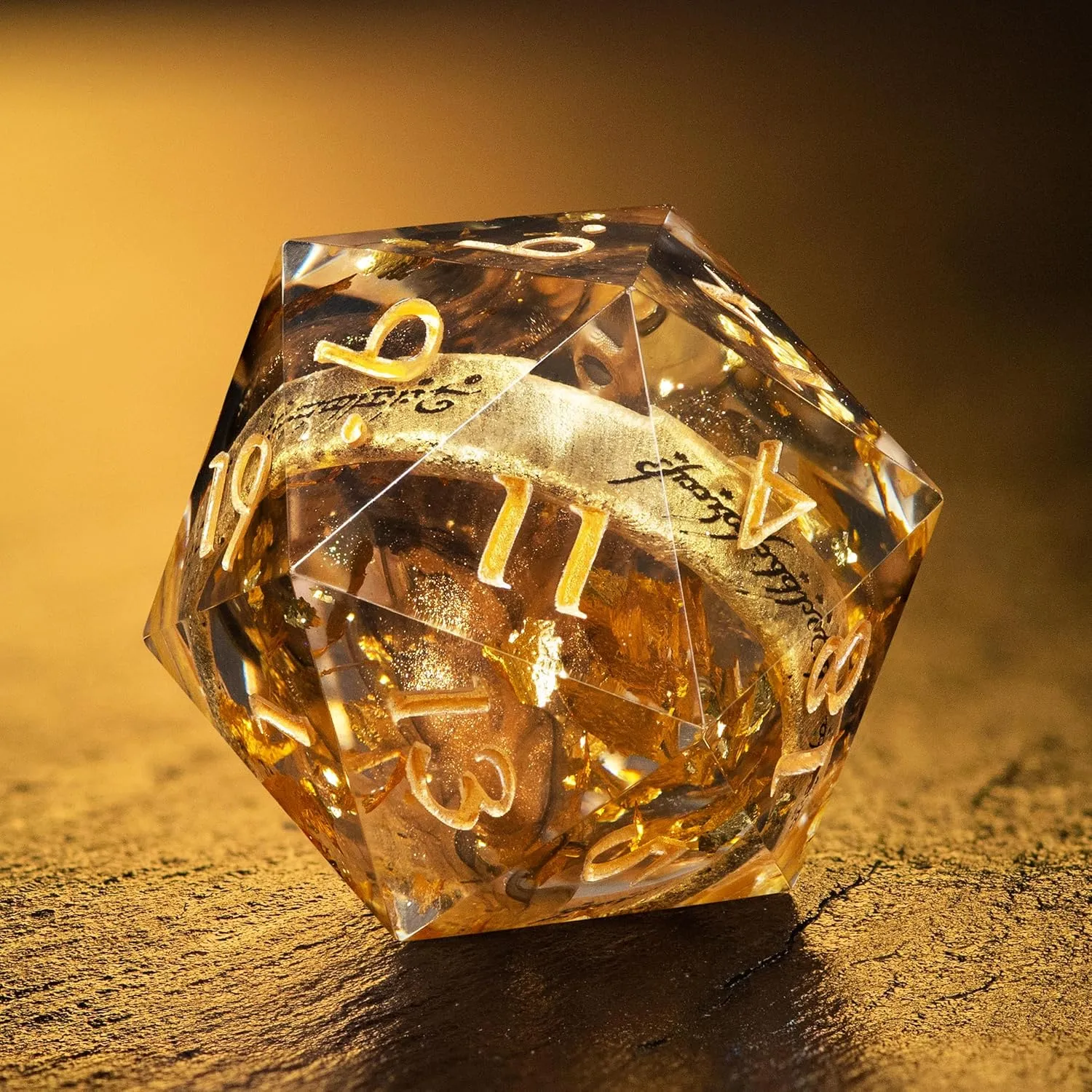 Fantasy RPG Dice Set – 7-Piece Custom Polyhedral Resin Dice with 3D Miniatures | Unique Themed Sets for Dungeons & Dragons, DND, TTRPG | Collectible Gift Dice by DiceBell (LOTR Dice Set)
