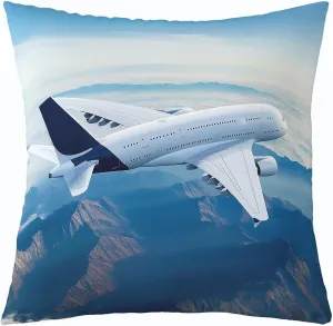 Feelyou Aircraft Throw Pillow Cover for Couch Sofa Bed, Airplane Print Decorative Pillows Cushion Cover,Aircraft Flying Blue Sky Helicopter Flying Plane Pillow Inserts Not Included,20x20 inch