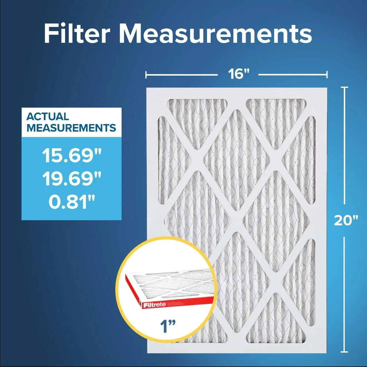 Filtrete Micro Allergen Reduction Filters 9800-4pk, 16 in x 20 in x 1 in (40.6 cm x 50.8 cm x 2.5 cm)