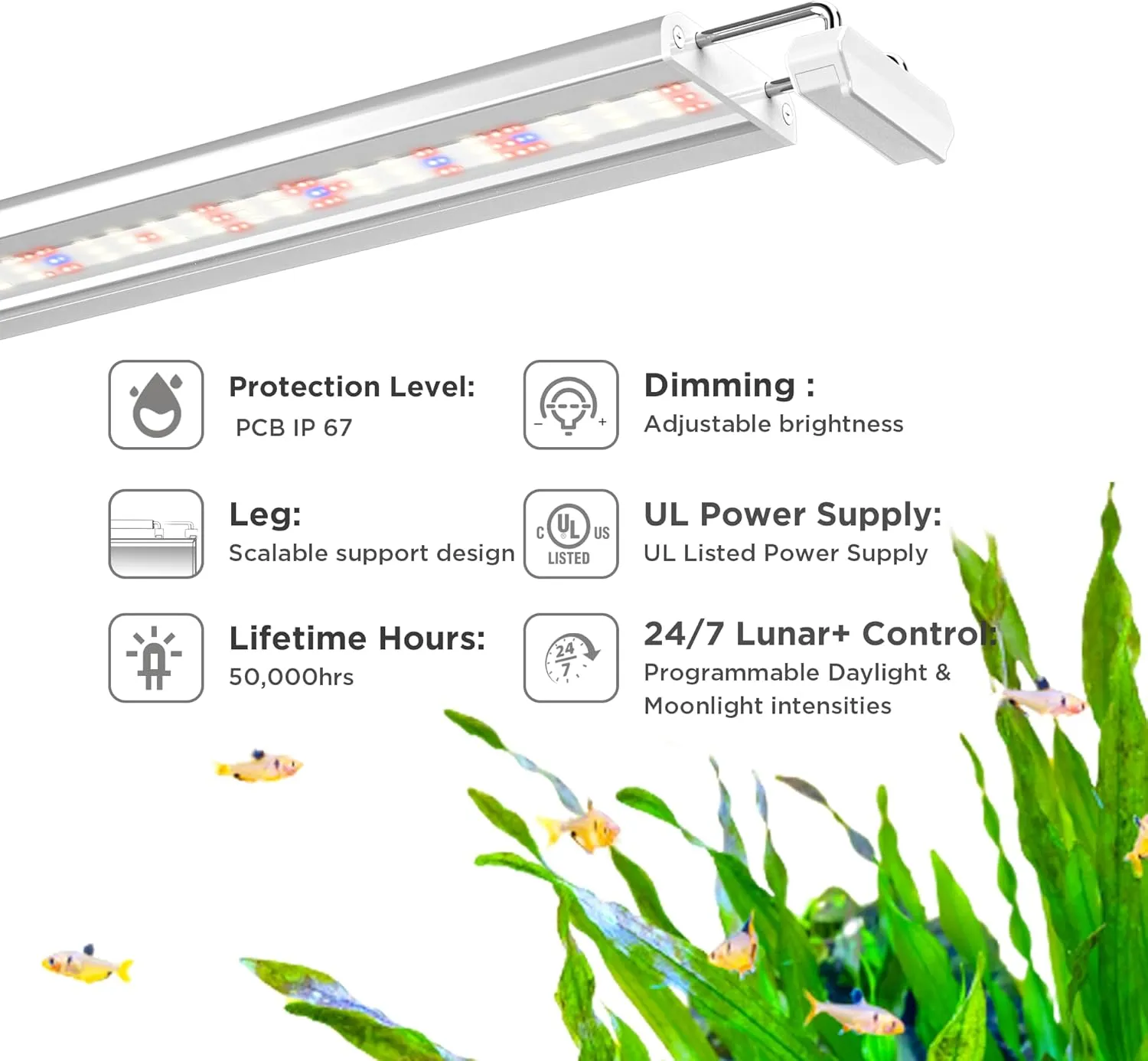 Finnex Planted  24/7 Aquarium LED Light, 660nm Plant Red, 3.0 Series, 36"