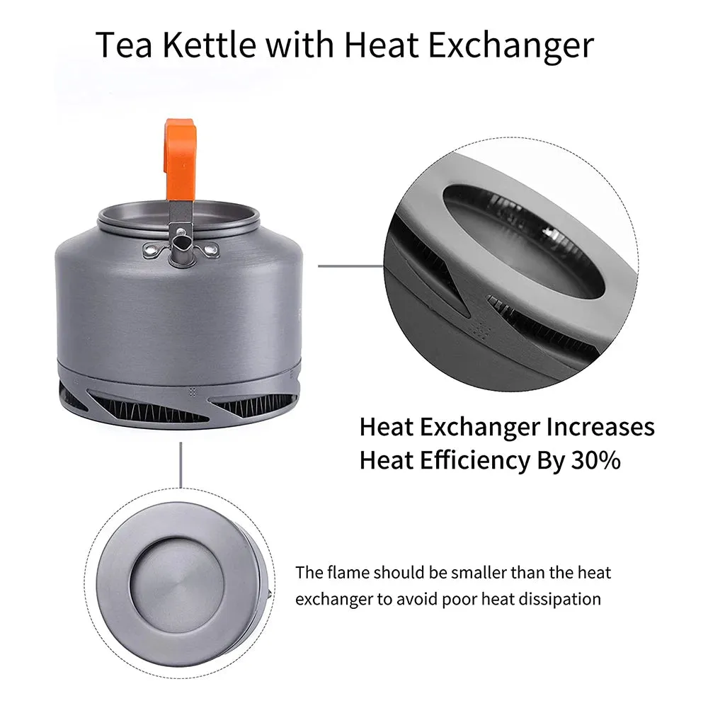 FIRE-MAPLE Hiking Teapot – Lightweight Heat Exchanger Camping Kettle (0.8L/1.3L) with Filter