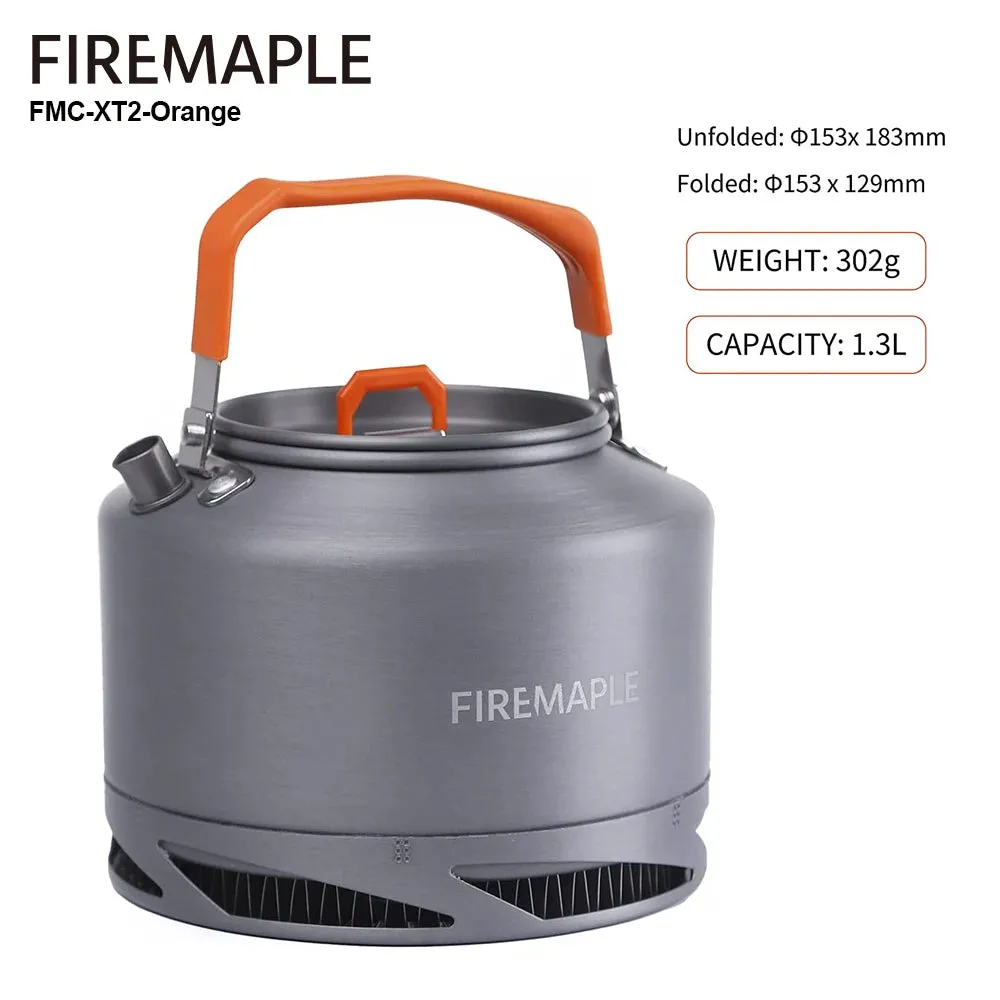 FIRE-MAPLE Hiking Teapot – Lightweight Heat Exchanger Camping Kettle (0.8L/1.3L) with Filter