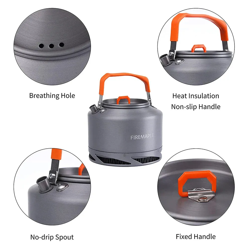 FIRE-MAPLE Hiking Teapot – Lightweight Heat Exchanger Camping Kettle (0.8L/1.3L) with Filter