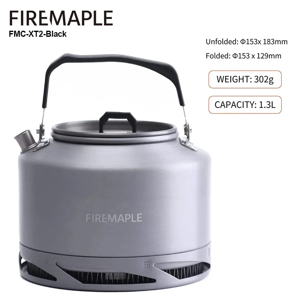 FIRE-MAPLE Hiking Teapot – Lightweight Heat Exchanger Camping Kettle (0.8L/1.3L) with Filter